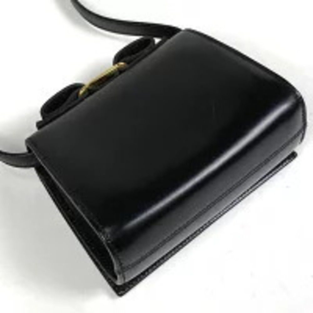 Salvatore Ferragamo Shoulder Leather Black Bag Vara Crossbody Rion Black